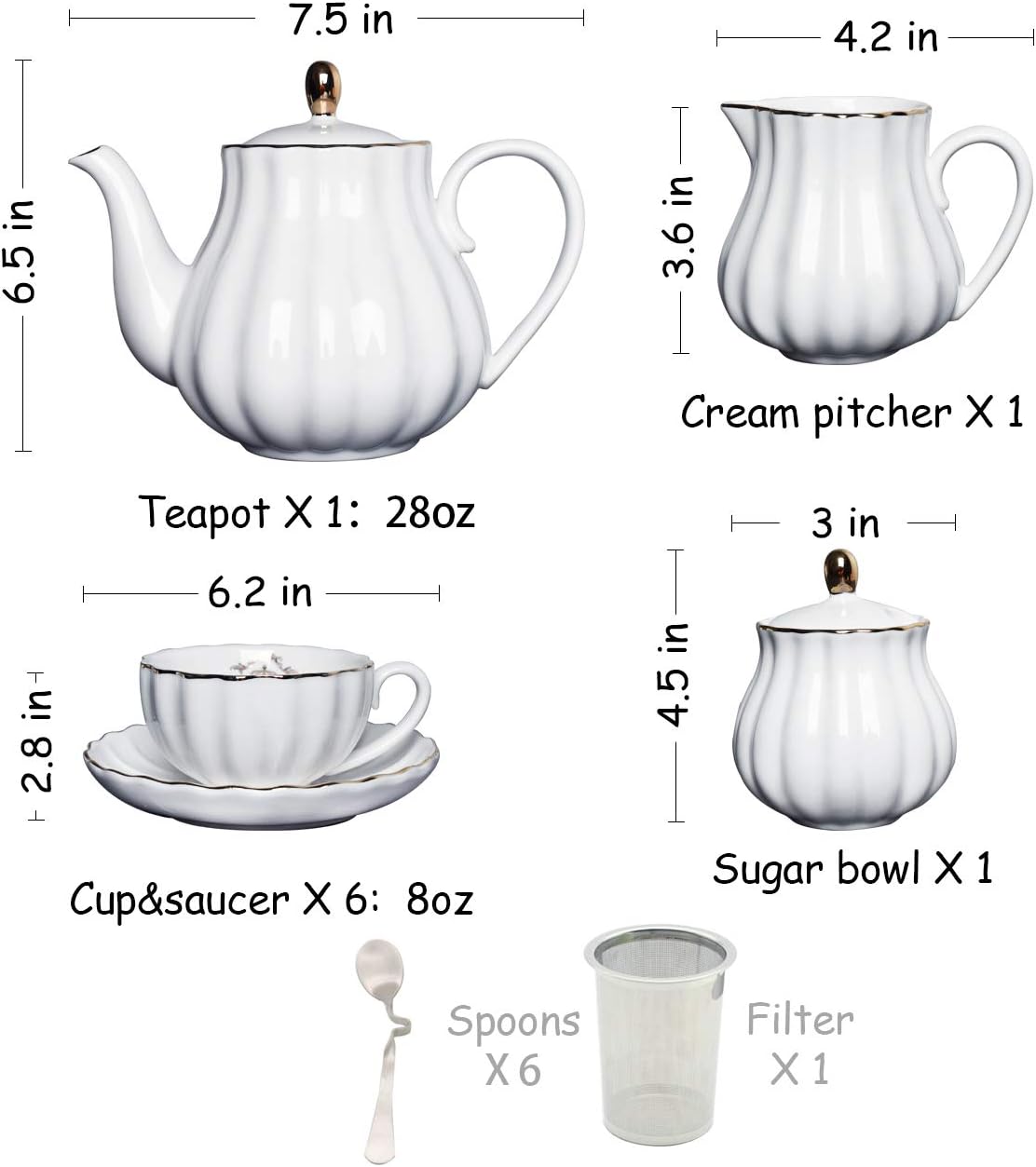 Pure White Porcelain Tea Set,  - Coffee Tea Sugar ulasan dan harga