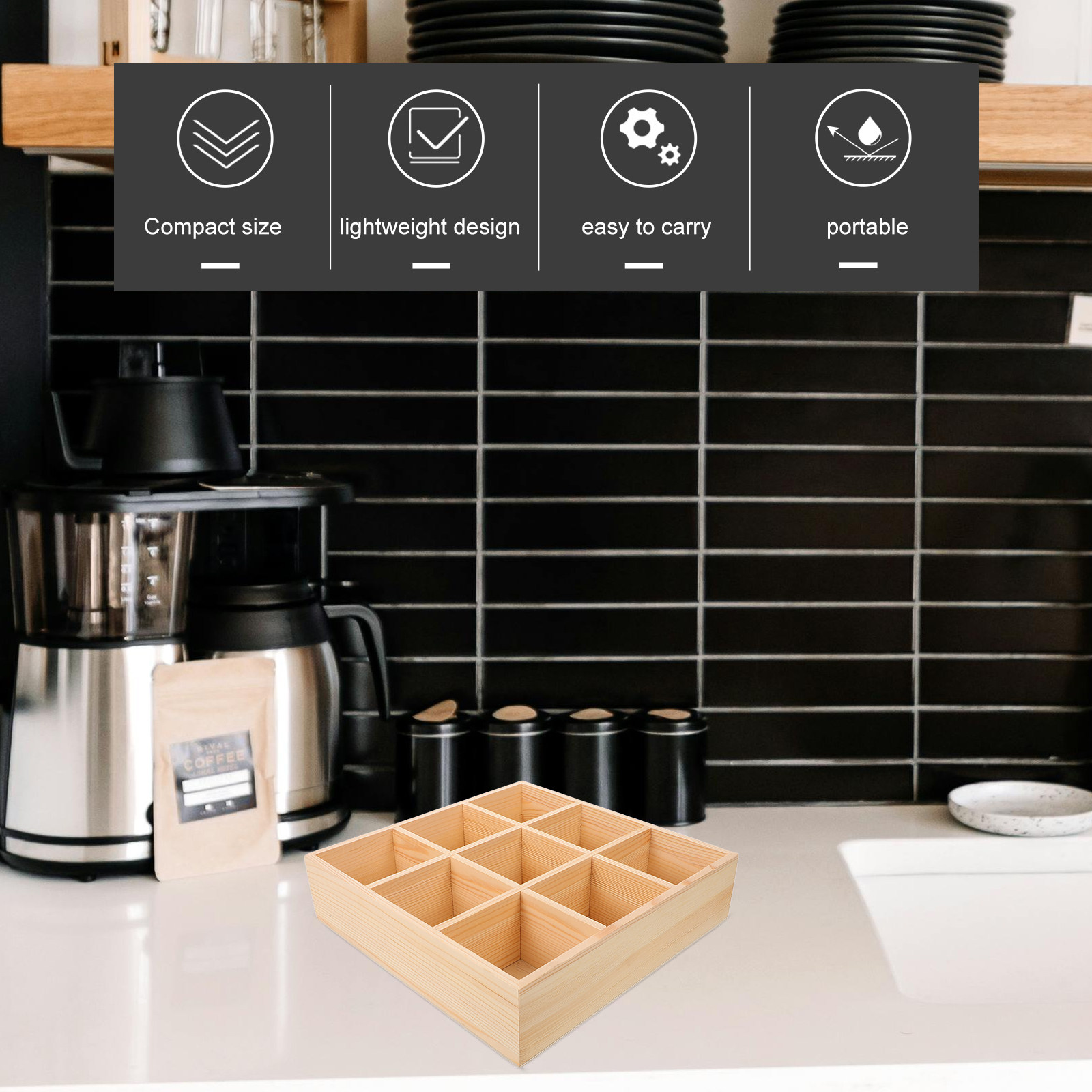 Natural Wood Tea Bag Holder Bo - Coffee Tea Sugar ulasan dan harga